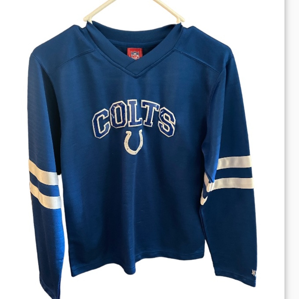 NFL Indianapolis Colts youth long sleeve jersey. Size 16–18.